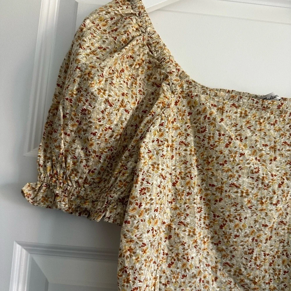 NWOT Madewell Hopewell Puff-Sleeve Crop Top in Cottage Garden